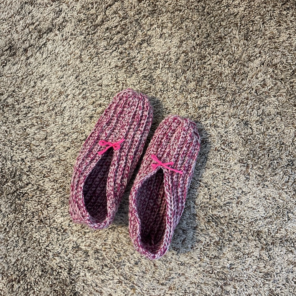 Pink crochet slippers